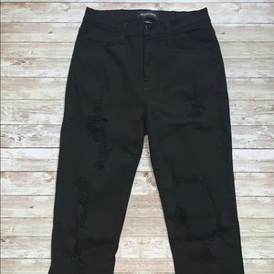 Fashion nova distressed black pants size 7
